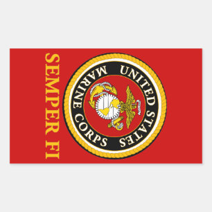 US Marine Officiell Seal - Semper Fi Rektangulärt Klistermärke