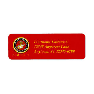 US Marine Officiell Seal - Semper Fi Returadress Etikett