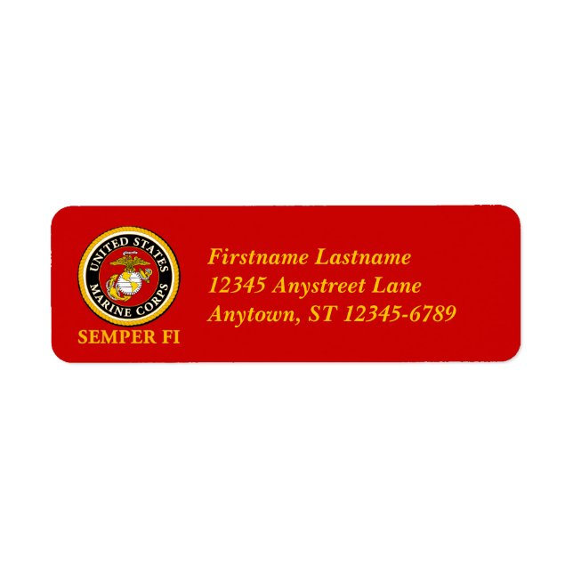 US Marine Officiell Seal - Semper Fi Returadress Etikett (Framsidan)