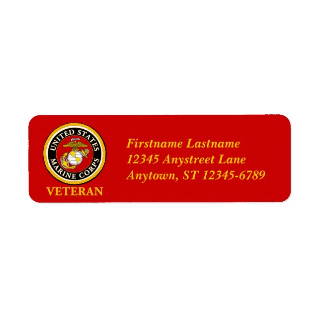 US Marine Officiell Seal - Veteran Returadress Etikett (Framsidan)