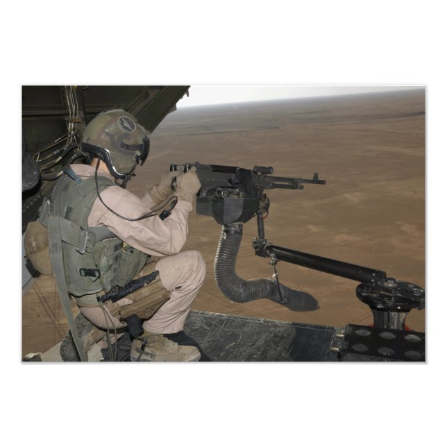 US Marine test avfyrar ett M240 tungt maskin-vapen Fototryck (Framsidan)