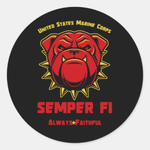 US Marines Bulldog Mascot Semper Fi Runt Klistermärke