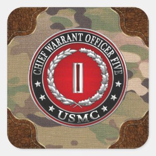 US Marines: Chief Warrant Fem (USMC CWO-5) [3D] Fyrkantigt Klistermärke