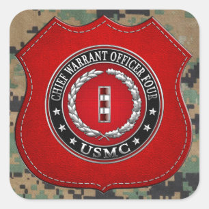 US Marines: Chief Warrant Four (USMC CWO-4) [3D] Fyrkantigt Klistermärke