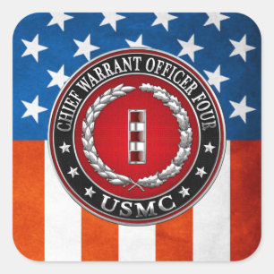 US Marines: Chief Warrant Four (USMC CWO-4) [3D] Fyrkantigt Klistermärke