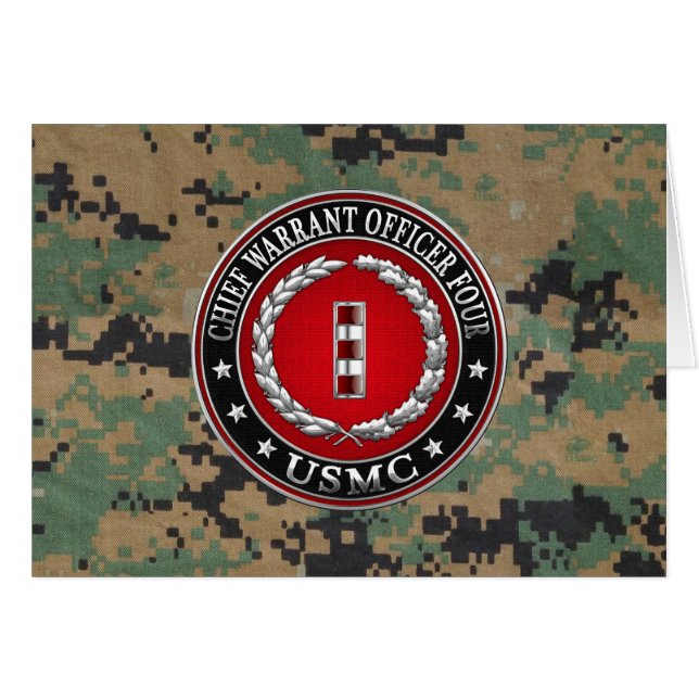 US Marines: Chief Warrant Four (USMC CWO-4) [3D] Hälsningskort (Framsidan Horizontal)
