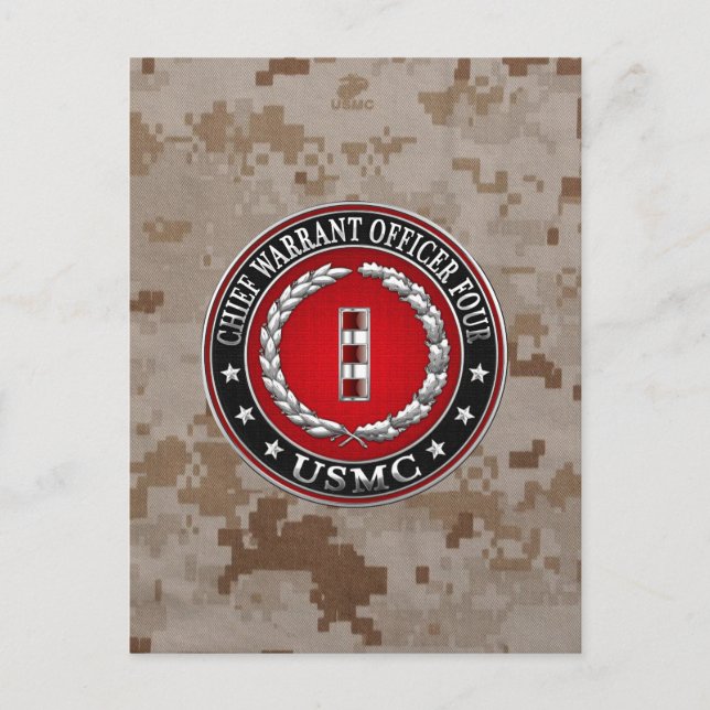 US Marines: Chief Warrant Four (USMC CWO-4) [3D] Vykort (Framsida)