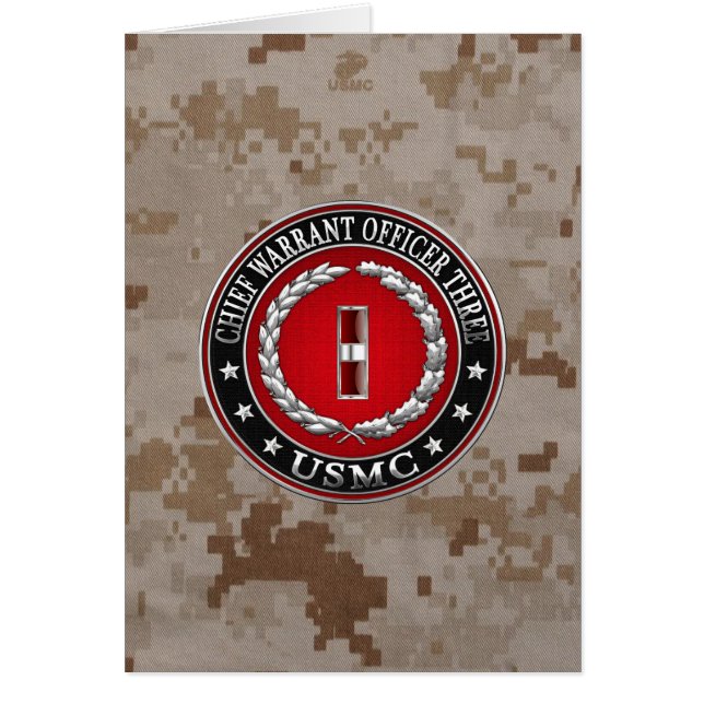 US Marines: Chief Warrant Three (USMC CWO-3) [3D] Hälsningskort (Framsidan)