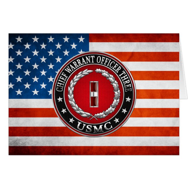 US Marines: Chief Warrant Three (USMC CWO-3) [3D] Hälsningskort (Framsidan Horizontal)