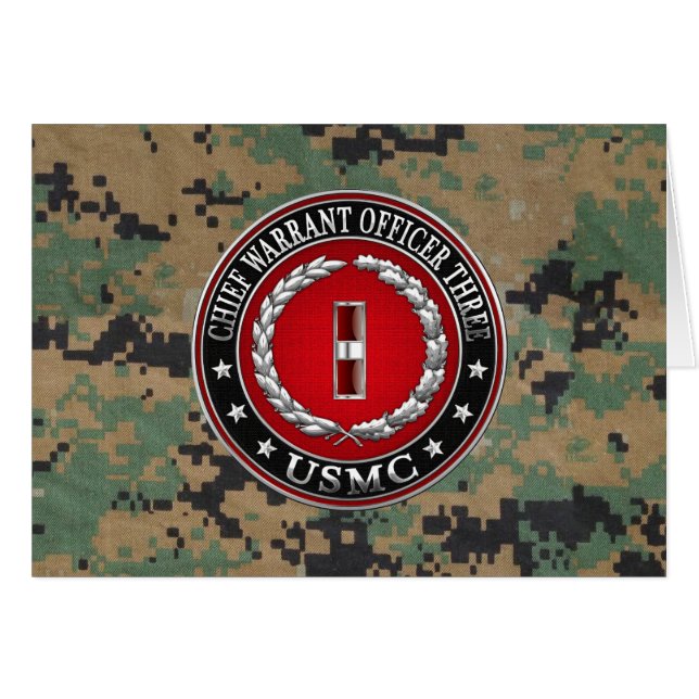US Marines: Chief Warrant Three (USMC CWO-3) [3D] Hälsningskort (Framsidan Horizontal)