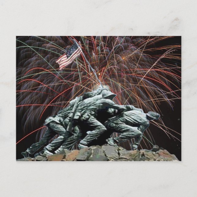 US Marines Krig Memorial Iwo Jima Fireworks Vykort (Framsida)