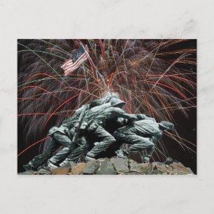 US Marines krigsminnesmärke Iwo Jima fyrverkerier Vykort