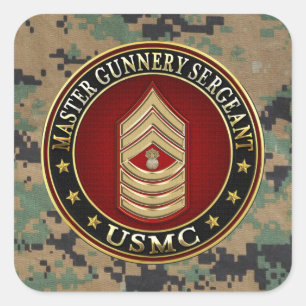 US Marines: Master Gunnery sergeant (USMC MGySgt) Fyrkantigt Klistermärke