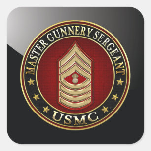US Marines: Master Gunnery sergeant (USMC MGySgt) Fyrkantigt Klistermärke