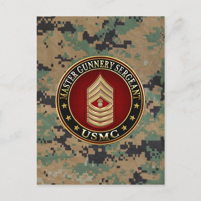 US Marines: Master Gunnery sergeant (USMC MGySgt) Vykort (Framsida)
