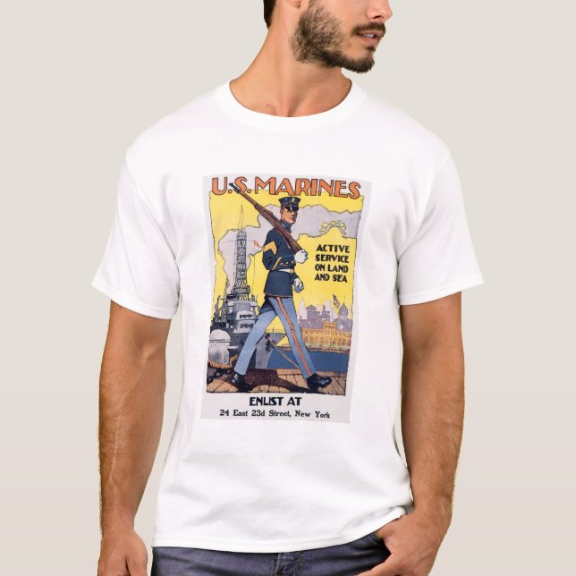US Marines Världskrig I Poster T Shirt (Framsida)