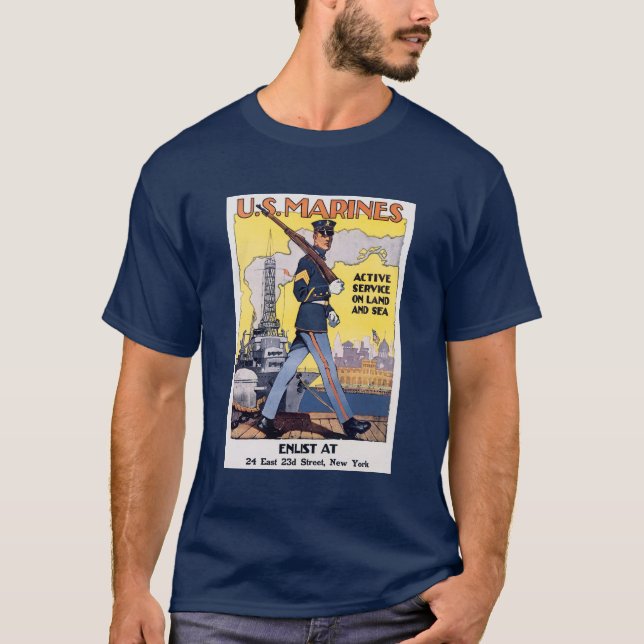 US Marines Världskrig I Poster Tee Shirt (Framsida)