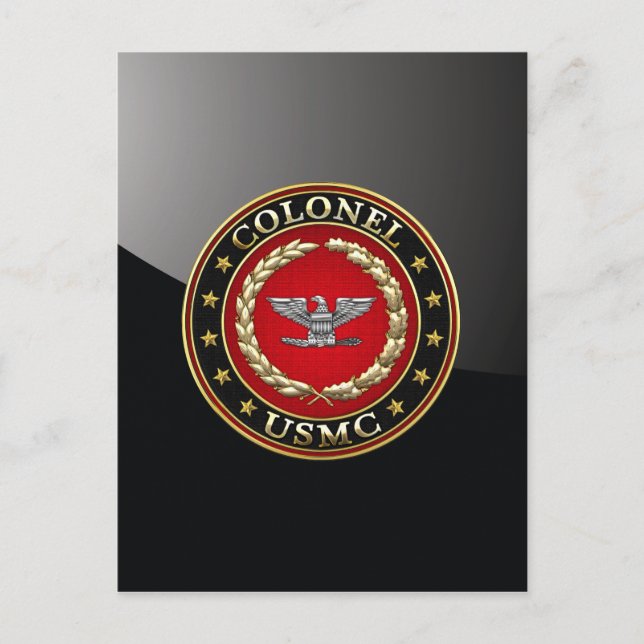 US-marinsoldater: Överste (USMC Col) [3D] Vykort (Framsida)