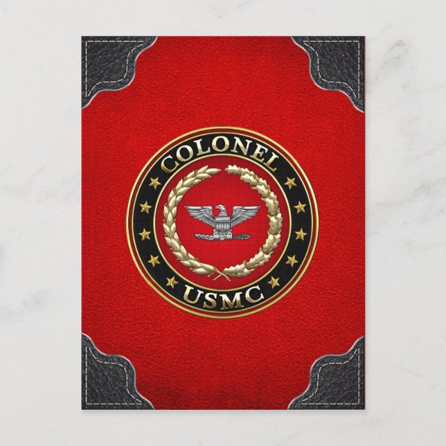 US-marinsoldater: Överste (USMC Col) [3D] Vykort (Framsida)
