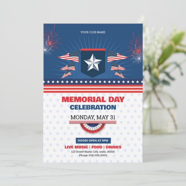 US Memorial Day Party Flyer-mall Inbjudningar (Stående Fram)