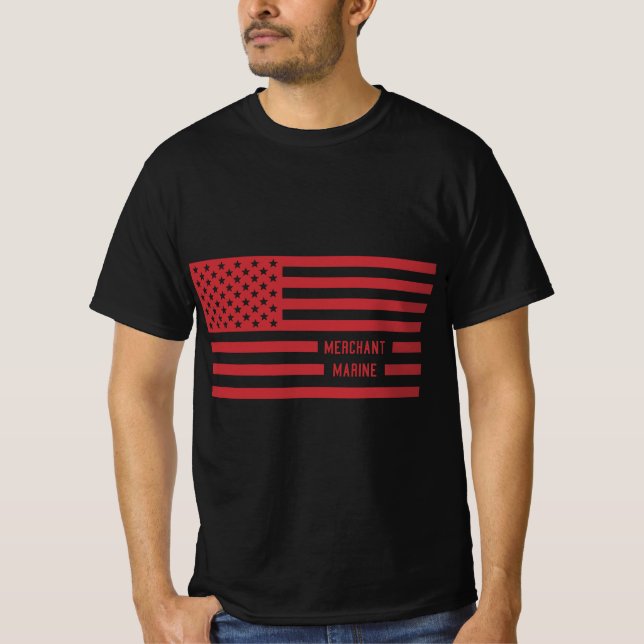 US Merchant Marine American Flagga T Shirt (Framsida)