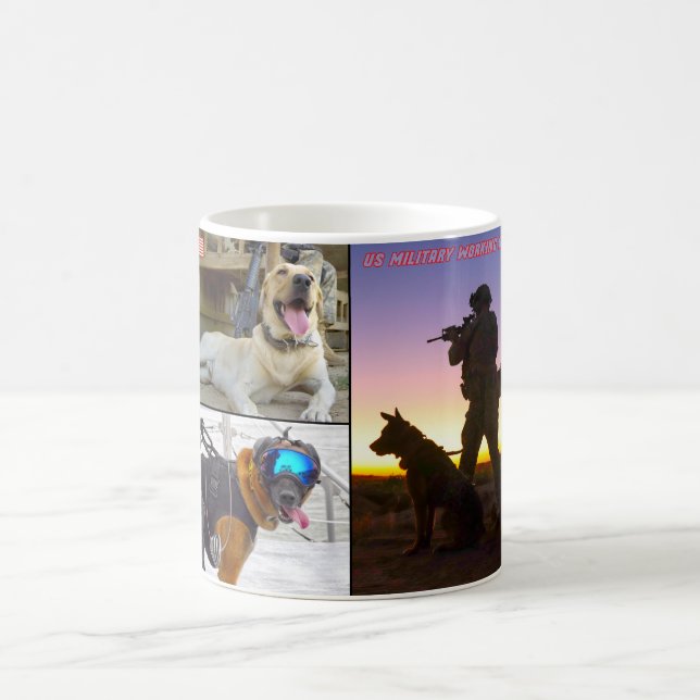 US MILITÄRA ARBETSTAGARE HUND KAFFEMUGG (Center)