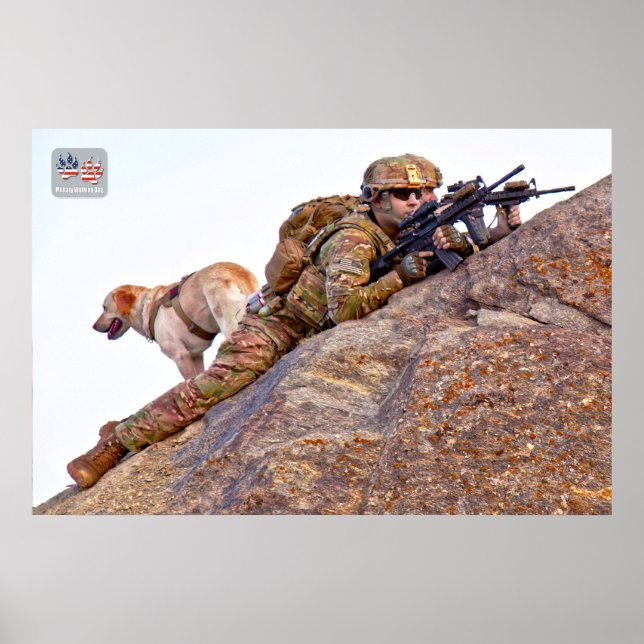US MILITÄRA ARBETSTAGARE HUND POSTER (Framsidan)