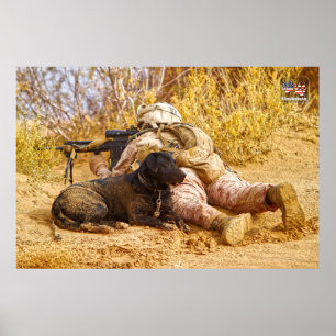 US MILITÄRA ARBETSTAGARE HUND POSTER