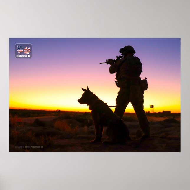 US MILITÄRA ARBETSTAGARE HUND POSTER (Framsidan)