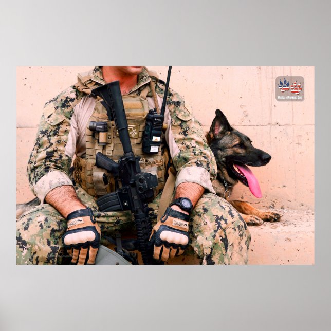 US MILITÄRA ARBETSTAGARE HUND POSTER (Framsidan)