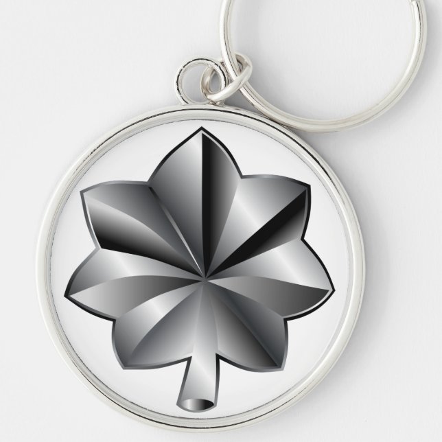 US Military Rank - överstelöjtnant Rund Silverfärgad Nyckelring (Framsidan)