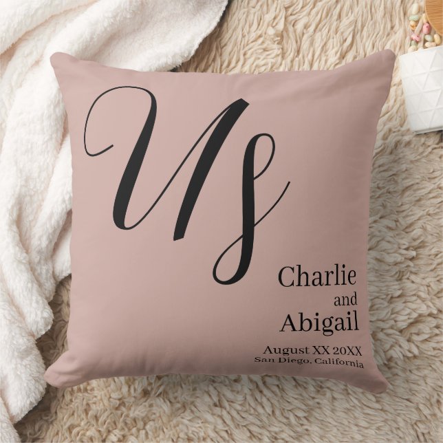 US Modern Romantic Bröllop på Dusty Rosa Kudde (Filt)