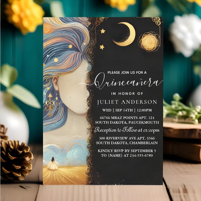 US Mörk Roligt Star Prom Starry Night Himmel Quinc Inbjudningar (Skapare uppladdad)