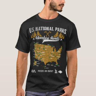 Us National ParAdventure Awaits Hiking Camping fri T Shirt