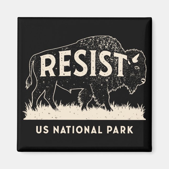 US National Park ResistService Bison Buffalo Magnet (Framsidan)