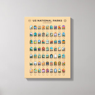 US National Parker of America Checklist Vintage Canvastryck