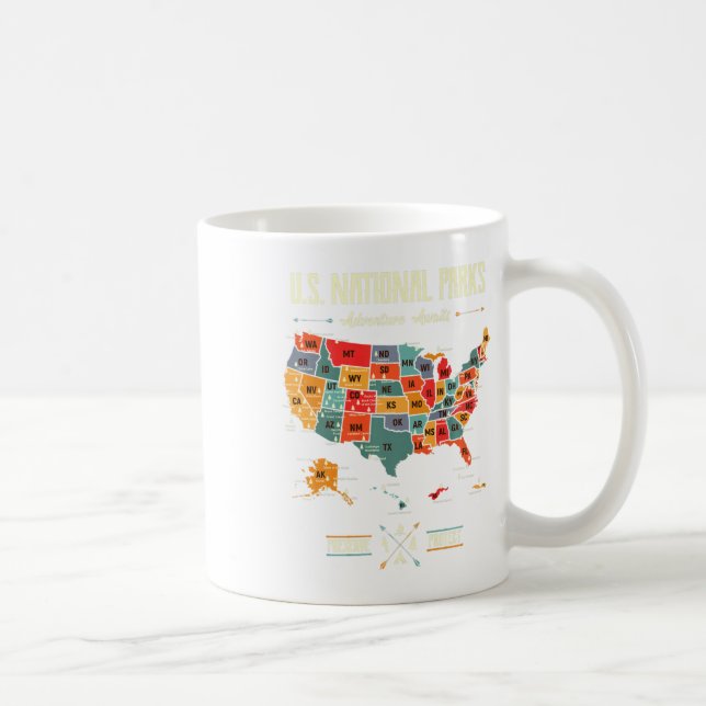 Us Nationalparker Karta Bevara Skydda Vandring Cam Kaffemugg (Höger)