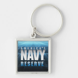 US Navy Förenta staternas flottreserv Fyrkantig Silverfärgad Nyckelring