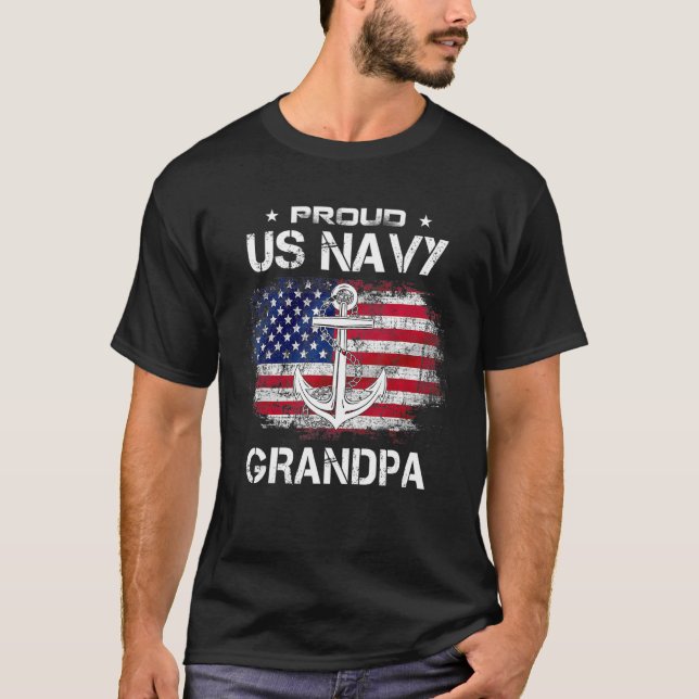 US Navy Proud Grandpa Proud US Navy Grandpa Veter T Shirt (Framsida)