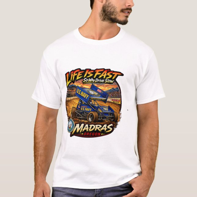 US Navy Sprint Car Life Is Fast T Shirt (Framsida)
