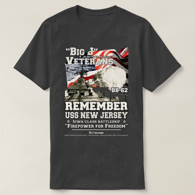 US New jersey BB62 US Navy Battleship Veterans T Shirt (Design framsida)