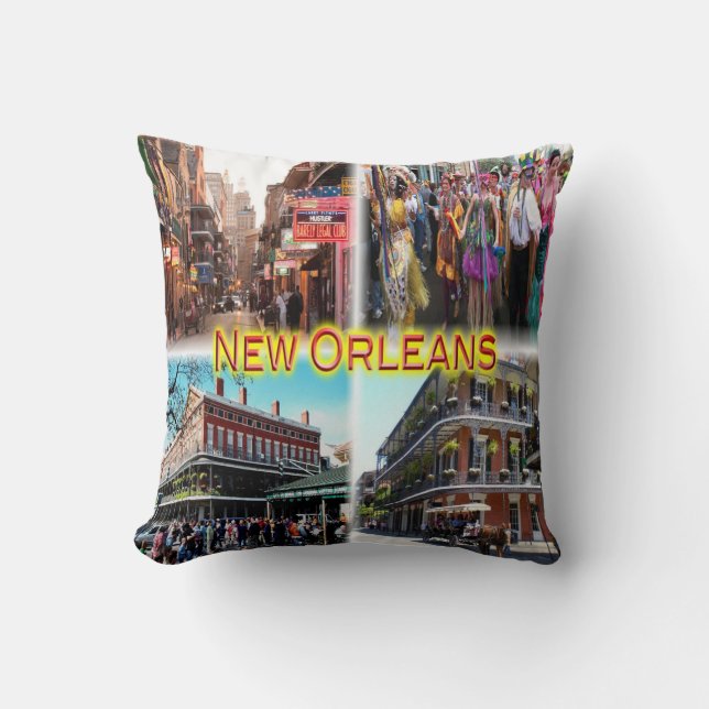 US New Orleans - Bourbon Street - Mardi Gras - Kudde (Framsida)