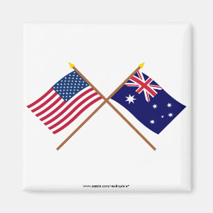 US och Australien korsad flaggor Magnet