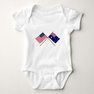 US och Australien korsad flaggor T-shirt