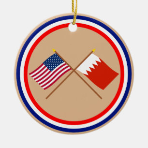 US och Bahrain korsad flaggor Julgransprydnad Keramik