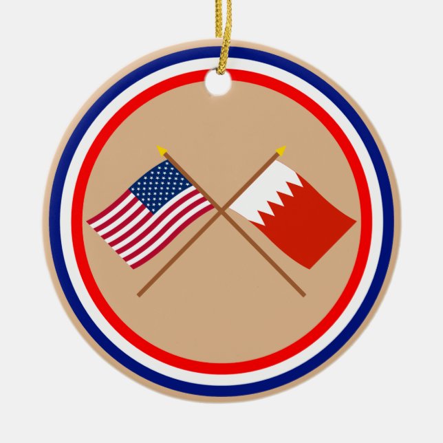 US och Bahrain korsad flaggor Julgransprydnad Keramik (Framsidan)