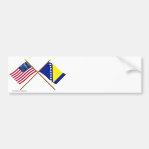 US och Bosnien & Herzegovina korsad flaggor Bildekal