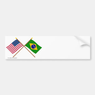 US och Brasilien korsad flaggor Bildekal