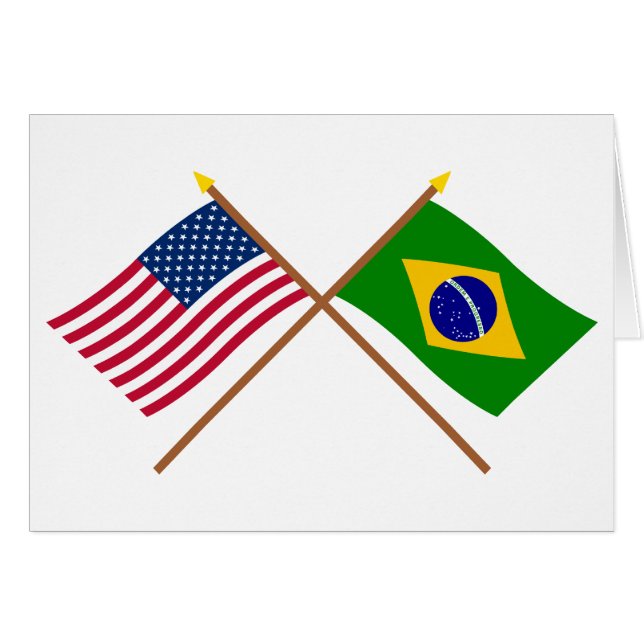 US och Brasilien korsad flaggor Hälsningskort (Framsidan Horizontal)