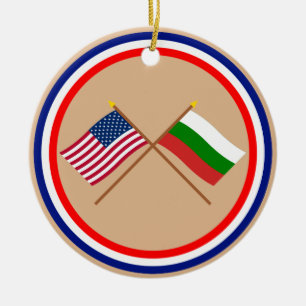 US och Bulgarien korsad flaggor Julgransprydnad Keramik